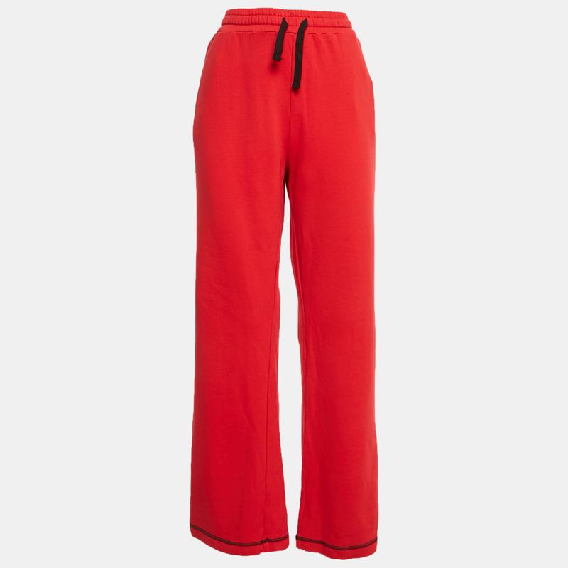 Red Valentino Red Cotton Flared Track Pants Xl